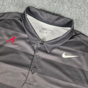 Alabama Crimson Tide Nike Golf Polo Men XL Black Grey Dri-FIT Striped 833059-010